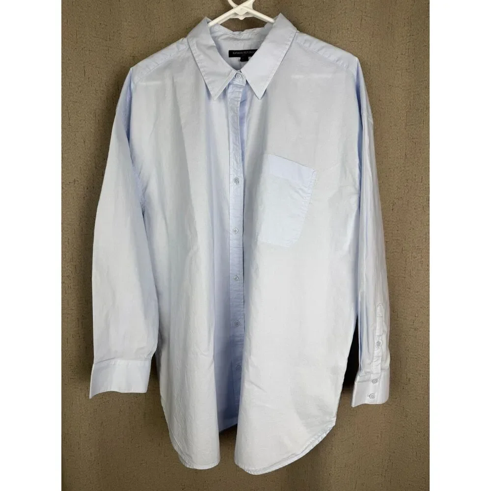 Banana Republic XL Light Blue Cotton‎ Pockets Casual Top